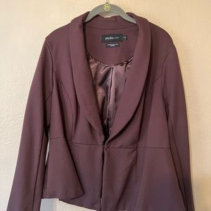 Torrid Ponte Peplum Blazer, Torrid Size 2, raisin brown color